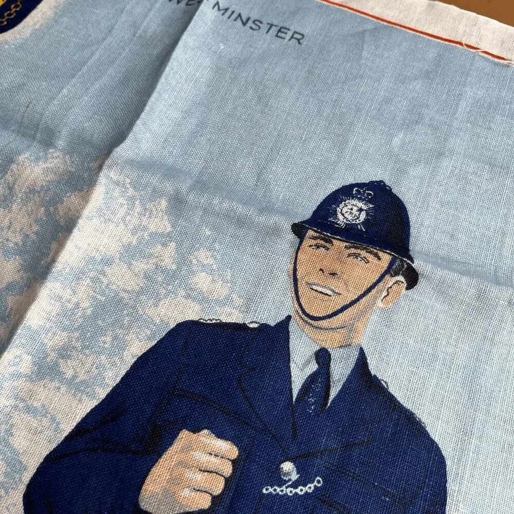 VTG Irish Linen Tea Towel City of Westminster Policeman Big Ben 20x30